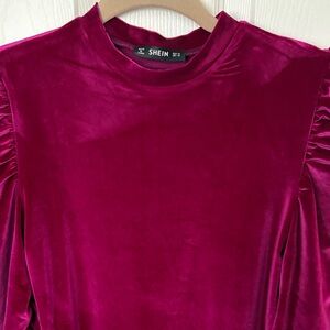 SHEIN Velvet Blouse - Deep Pink